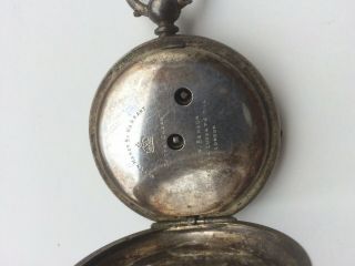 Pocket watch J W Benson London,  antique,  fine silver case 0.  900 3