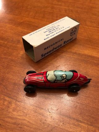 Vintage Marx Mechanical Speedway Racer Tin Wind - Up Toy Box