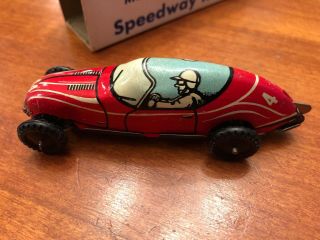 Vintage Marx Mechanical Speedway Racer Tin Wind - Up Toy Box 2