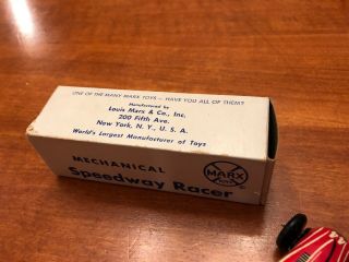 Vintage Marx Mechanical Speedway Racer Tin Wind - Up Toy Box 4