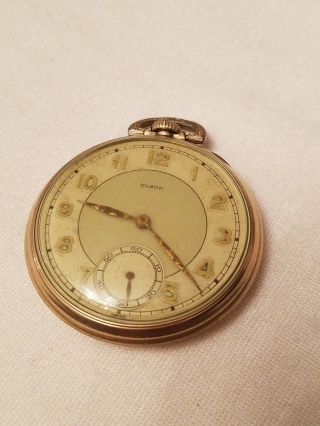 Elgin Swiss Unadjusted Pocket Watch 10k Gold Plate