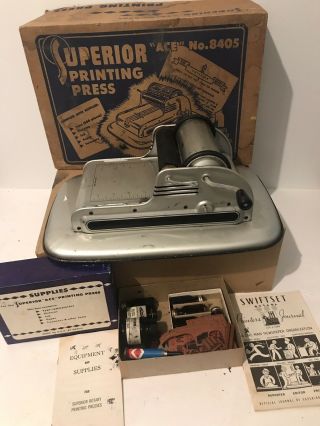 1953 MCM Vintage Metal Superior Rotary Printing Press Ace 8405 Box Accs 2