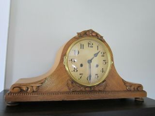 Gustav Becker Clock German Napoleon Hat Chime Antique Shelf/mantel Wood Carved