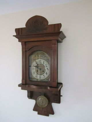 German Antique Wall Clock With Pendulum And Key Chime Extremely Rare