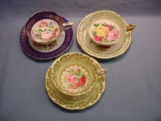 3 English Teacups & Saucers - E.  B.  Foley,  Royal Stafford,  Regency