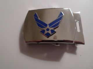 U.  S Military Air Force Chrome Plated Solid Brass Belt Buckle Made In The U.  S.  A