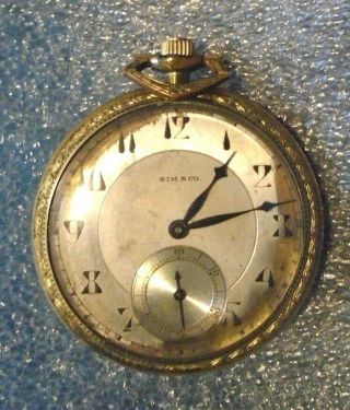 Fine Antique Sim & Co Pocket Watch In Yellow Gold Filled Illinois Case
