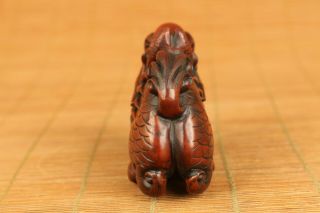 Old boxwood hand carved dragon statue netsuke collectable true to life gift 3
