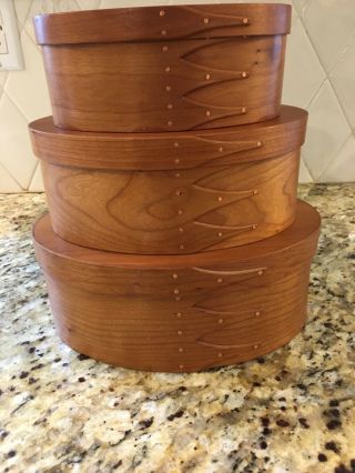 Set Of Three Large Orleans Carpenters Cherrywood Shaker Pantry Nesting Boxes