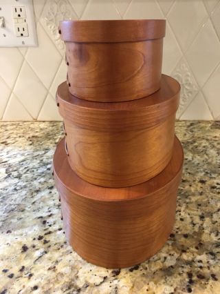 Set of Three Large Orleans Carpenters Cherrywood Shaker Pantry Nesting Boxes 2