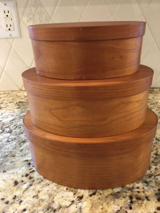 Set of Three Large Orleans Carpenters Cherrywood Shaker Pantry Nesting Boxes 3