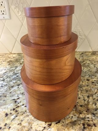 Set of Three Large Orleans Carpenters Cherrywood Shaker Pantry Nesting Boxes 4