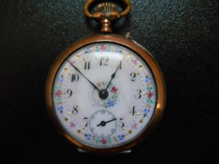Old Swiss Pocket Watch Fancy Dial Size 12 45mm 70 Grams Runs And Stops.
