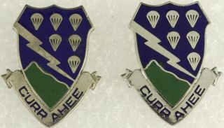 Vintage Us Military Dui Insignia Pin Set Curr Ahee 506th Army Airborne