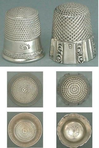 5 Vintage Sterling Silver Collectors Thimbles Early - Late 20th Century 4