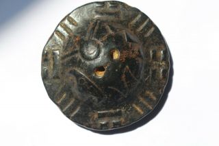 Chinese,  jade,  natural black magnet,  Hongshan culture,  UFO,  pendant U002 2