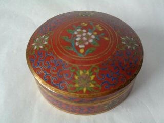 Antique Japanese Cloisonne Enamel Floral Decorated Lidded Round Box