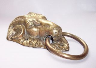 Antique/Vintage BRASS RAMS HEAD ANIMAL TETHER Gate Pull Sheep Goat Gothic/Wiccan 5