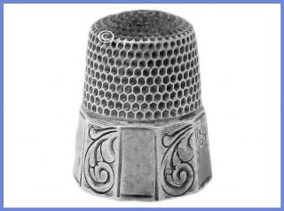 Sterling Silver Thimble 10 - Panel Fancy C.  1880s