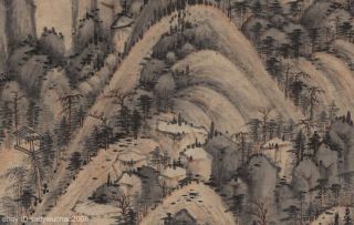Chinese old scroll painting Sansui Landscape Dwellings in FuChun Mountain 2