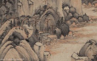 Chinese old scroll painting Sansui Landscape Dwellings in FuChun Mountain 3