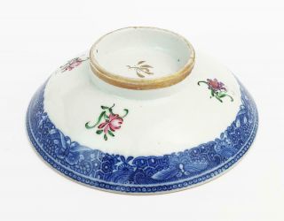 19th Century Chinese Porcelain Cover / Footed Dish Enameled Flowers