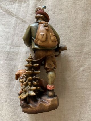 Oberammergau W.  u.  M.  Heinzeller carved wood Hunter With Dog Vintage Black Forest 2