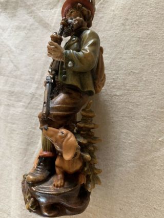 Oberammergau W.  u.  M.  Heinzeller carved wood Hunter With Dog Vintage Black Forest 3