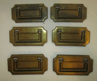 Vintage Brass Rectangular Drawer Pulls Set Of 6