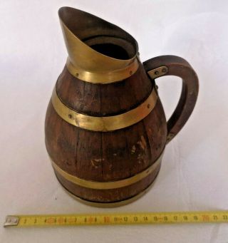 French Vintage Wine or Cider Brass & Wood /Copper Jug/Ewer/Pitcher n°2 4