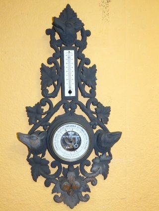 26 Inches Black Forest Thermomether Hygrometer For A Restauration