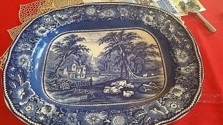 Antique Royal England Flow Blue Platter Midwinter Ltd.  Durylem Eng.  16 X 13 "