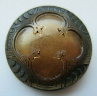 Gorgeous Antique Vtg Clear Glass In Metal Button W/ Luster Highlights 1 " (f)