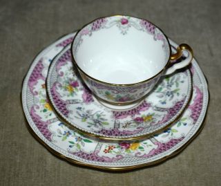 RARE SET 6 ADDERLEY PINK LOWESTOFT TRIOS – TEACUPS & SAUCERS & PLATES DEMITASSE 5