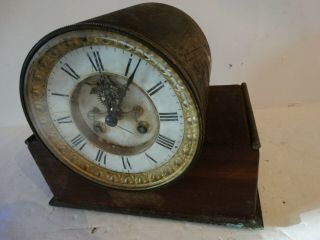 Antique 1800s French Barrel Clock Open Escapement Brass Glass Wood Bn Anchor Mk