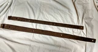 Antique Hand Forged Salvaged Large 37 " And 31 " Cast Iron Barn Door Strap Hinges