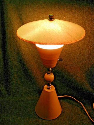 Pink Mcm 50s Table Bedroom Lamp Fiberglass Shade