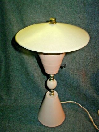 PINK MCM 50S TABLE BEDROOM LAMP FIBERGLASS SHADE 5