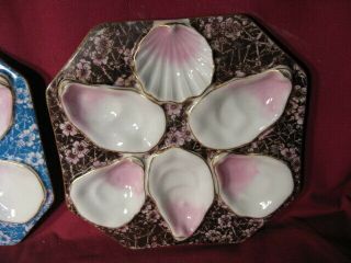Pr Antique Fine Porcelain Oyster Plates 4