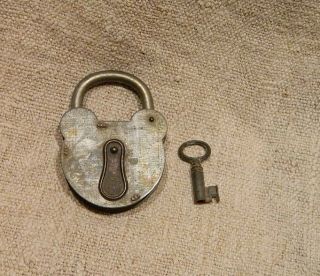 Antique Padlock In W Key Mickey Mouse Ear Shape