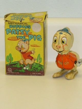 Vintage Marx Japan Tin Hopping Patsy The Pig Toy,  Wind Up