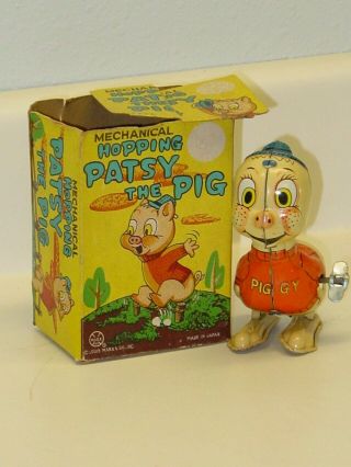 Vintage Marx Japan Tin Hopping Patsy The Pig Toy,  Wind Up 7