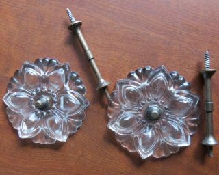 Vintage Clear Glass Large Flower Curtain Tiebacks Pull Back Victorian Style