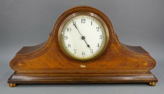 Fine Antique Swiss Marquetry Wood Case Buren Small Mantle Table Clock