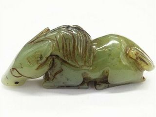 Chinese Exquisite Hand - Carved Horse Carving Hetian Jade Statue A