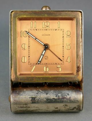 Fine Antique Art Deco Lecoultre Swiss 2 Day Miniature Table Alarm Travel Clock