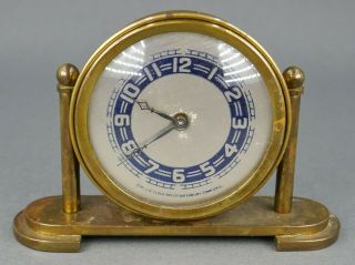 Fine Antique Art Deco Miniature Cast Brass Lux Table Clock