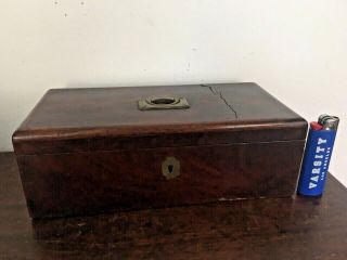 Antique English Figured Mahogany Wood Box Circa 1840 Mid 19th C Aafa