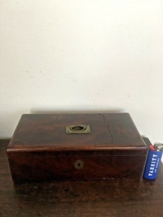 Antique English Figured Mahogany Wood Box circa 1840 mid 19th C AAFA 2