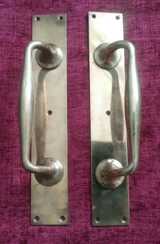 Pair Vintage Brass Pub / Shop Door Pulls / Handles.  12 " X 2 "